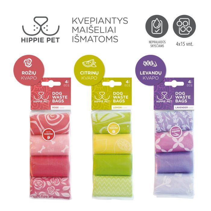 Пакеты для собак Hippie Pet с ароматом лаванды 4х15 шт (MPHIP63484) изображение 2
