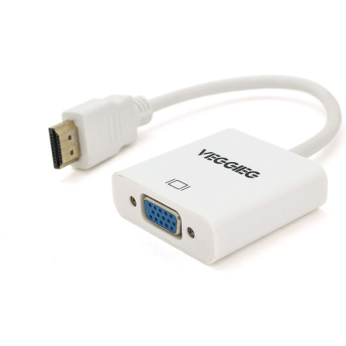 Переходник HDMI M to VGA F 0.25m white VEGGIEG (YT-C-H-V1W)