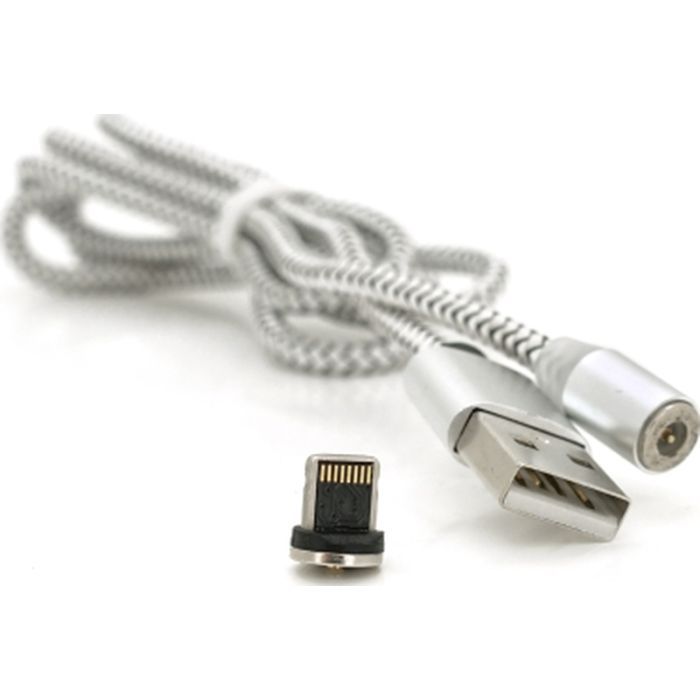 Дата кабель USB 2.0 to Lightning 1.0m 2A magnetic nylon black PiPo (18167) зображення 3