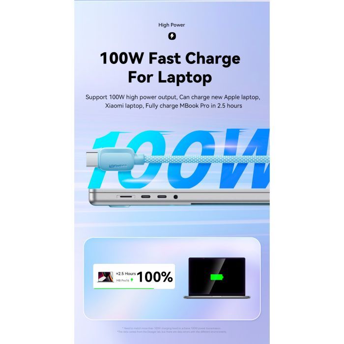 Дата кабель USB-C to USB-C 1.0m 100W black Essager (EXCTT1-WL01-P) зображення 3