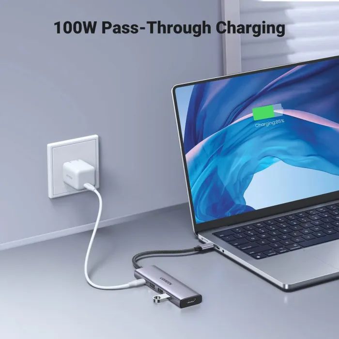 Концентратор Ugreen USB-C to HDMI + 3xUSB 3.0 + PD CM511 gray (15596) зображення 7 Концентратор Ugreen USB-C to HDMI + 3xUSB 3.0 + PD CM511 gray (15596) зображення 7