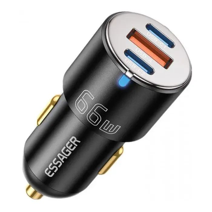 Зарядное устройство Essager 2xUSB-C 66W + 1xUSB black (ECC2C1A-FF01)