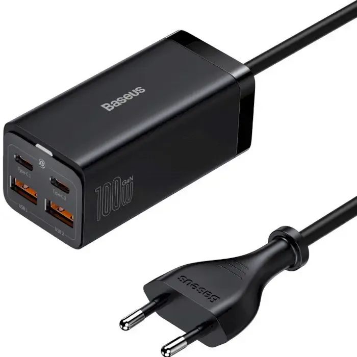 Зарядное устройство Baseus 2xUSB-C 100W + 2xUSB GaN black (CCGP000101)