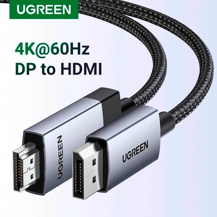 Кабель мультимедійний DisplayPort M to HDMI M 1.0m V2.0 4K60Hz DP119 black Ugreen (15773) зображення 3