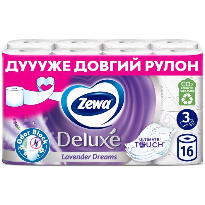 Туалетний папір Zewa Deluxe Лаванда 3 шари 16 рулонів (7322540534535) > ціни в Києві та Україні Туалетний папір Zewa Deluxe Лаванда 3 шари 16 рулонів (7322540534535)