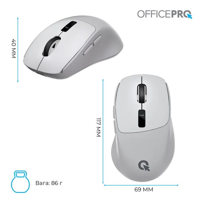 Мышка OfficePro M398B Wireless/Bluetooth Black (M398B) изображение 12