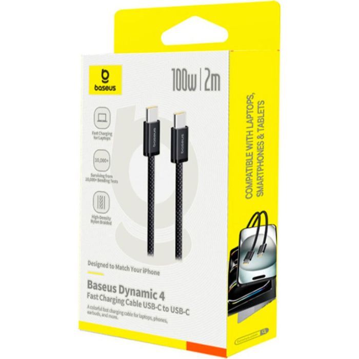 Дата кабель USB-C to USB-C 2.0m 100W (20V/5A) black Baseus (P10381400112-00) изображение 2