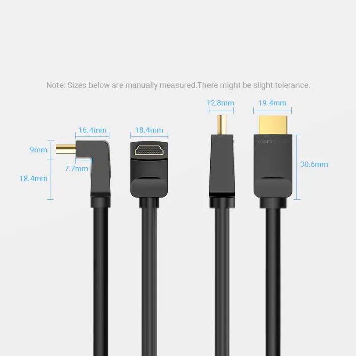 Кабель мультимедийный HDMI M to HDMI M 1.0m 90° corner black Vention (AAQBF) изображение 6