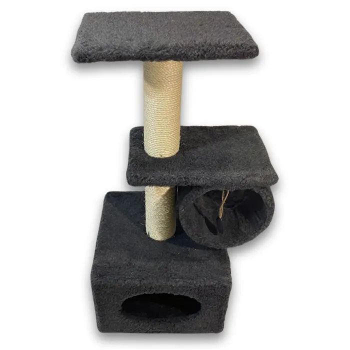 Дряпка (когтеточка) для котов Природа Саванна с барабаном 38x38x90 см серая (4823082442638)