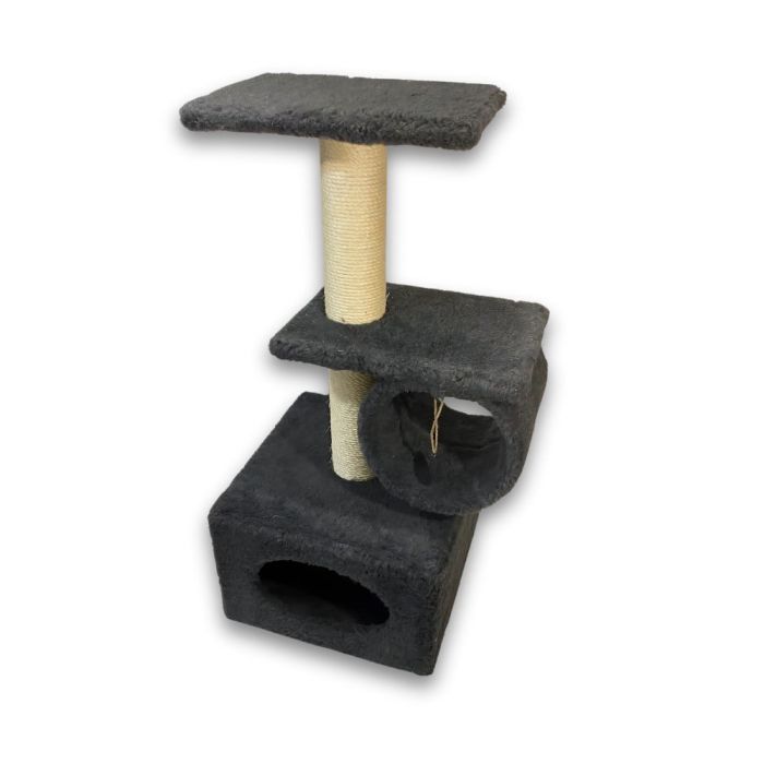 Дряпка (когтеточка) для котов Природа Саванна с барабаном 38x38x90 см серая (4823082442638) изображение 3