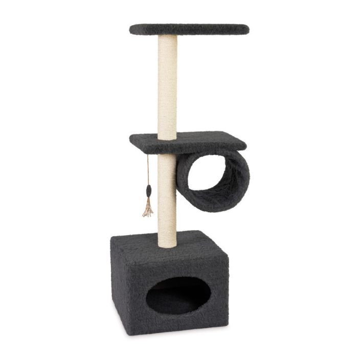 Дряпка (когтеточка) для котов Природа Саванна с барабаном 38x38x90 см серая (4823082442638) изображение 4