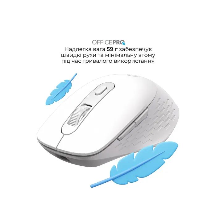 Мышка OfficePro M265W Wireless/Bluetooth Silent Click White (M265W) изображение 8