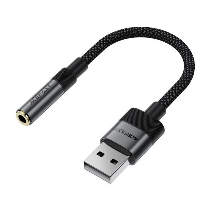 Перехідник USB AM to 3.5mm F 0.15m black Acefast (6974316285298)