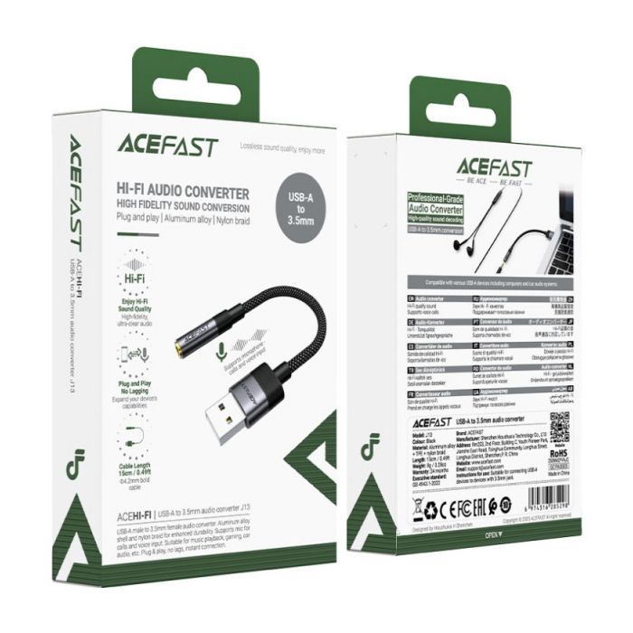 Перехідник USB AM to 3.5mm F 0.15m black Acefast (6974316285298) зображення 4