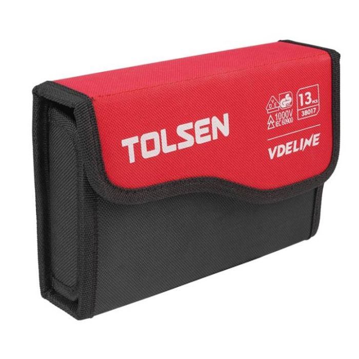 Набор отверток Tolsen диэлектрических, сменные стержни 13 шт, тканевый пенал (38017) изображение 3