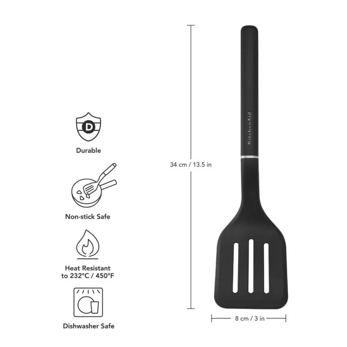 Лопатка кухонна KitchenAid Classic з прорізами 34 см чорний (KHH002OHOBEG) зображення 3