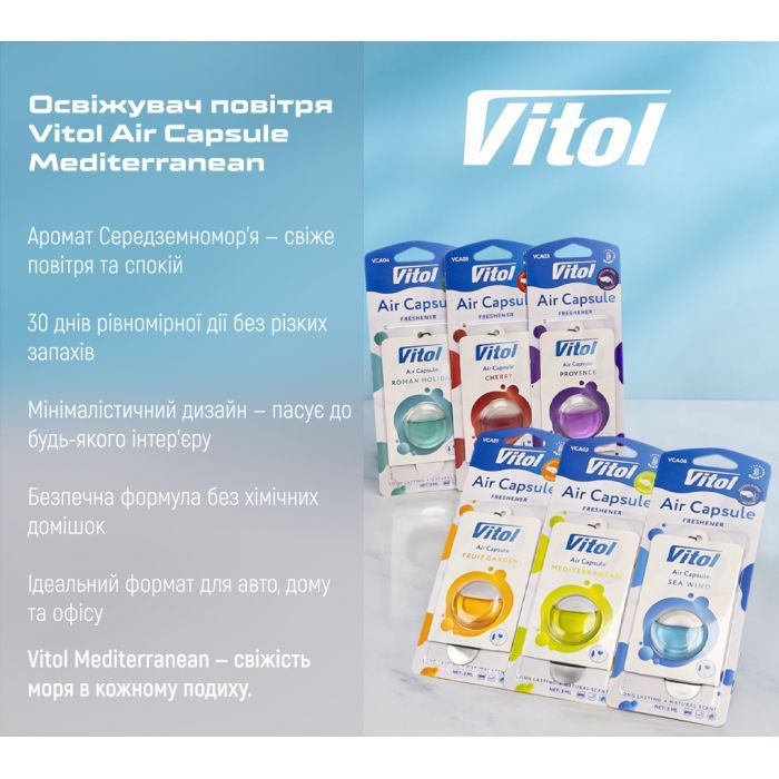 Ароматизатор для автомобиля VITOL Air Capsule Mediterranean 3мл (VCA02) изображение 5
