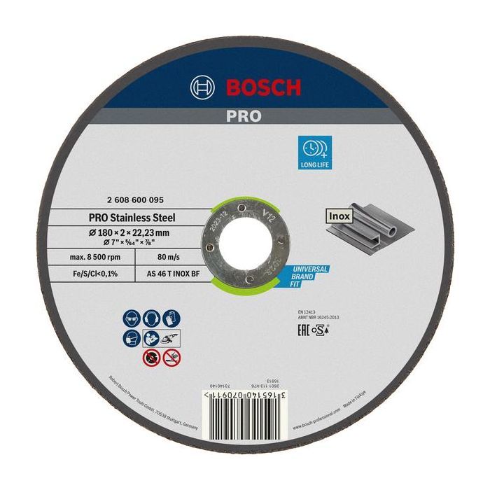 Круг отрезной Bosch Professional, для нержавеющей стали, 180×2×22.23 мм (2.608.600.095)