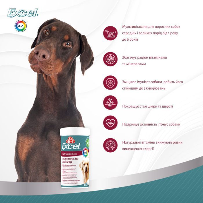 Витамины для собак 8in1 Excel Multi Vitamin Adult мультивитамин 70 шт (4048422183877) изображение 9