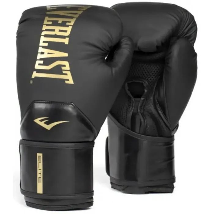Боксерские перчатки Everlast Elite 2 Boxing Glove P00003271 чорний, золотий 12 унцій (009283623715)