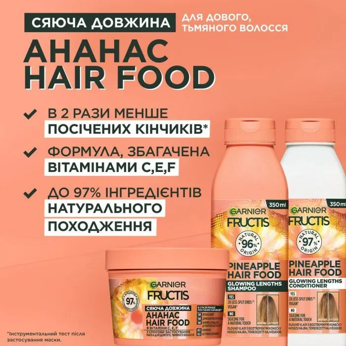 Маска для волос Garnier Fructis HairFood Ананас Сияющая длина 400 мл (3600542500388) изображение 3