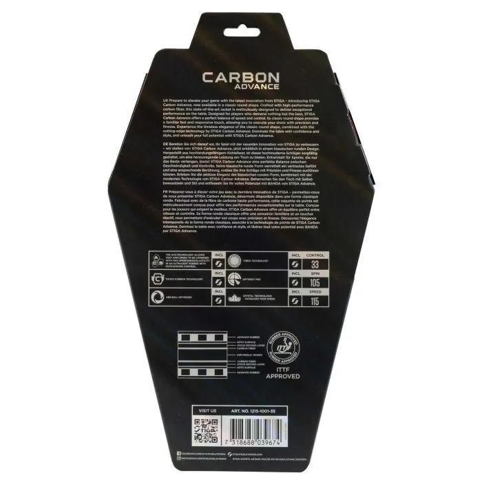Ракетка для настільного тенісу Stiga Carbon Advance FL (1215-1001-35) (932355) зображення 7
