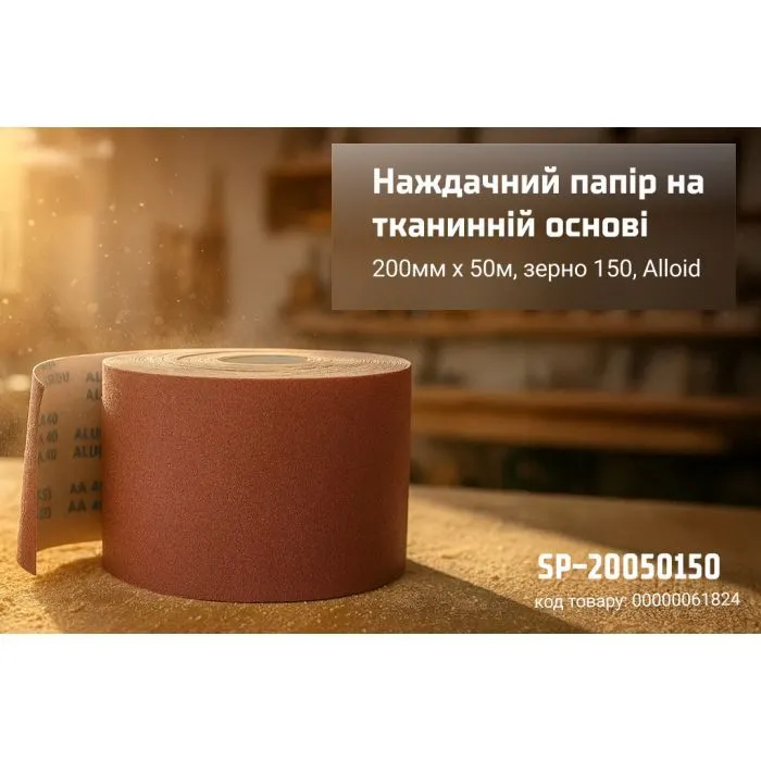 Наждачний папір Alloid на тканинній основі, 200мм х 50м, зерно 150 (SP-20050150) зображення 4