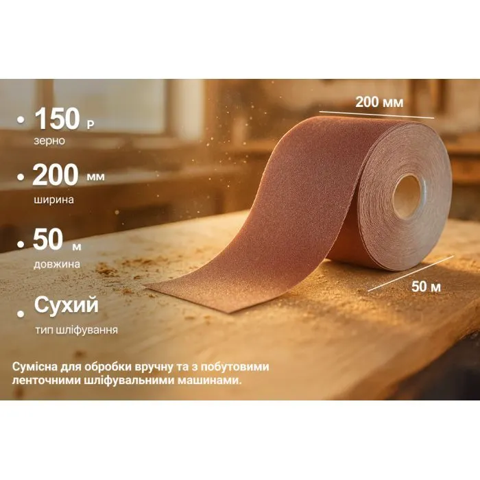 Наждачний папір Alloid на тканинній основі, 200мм х 50м, зерно 150 (SP-20050150) зображення 5