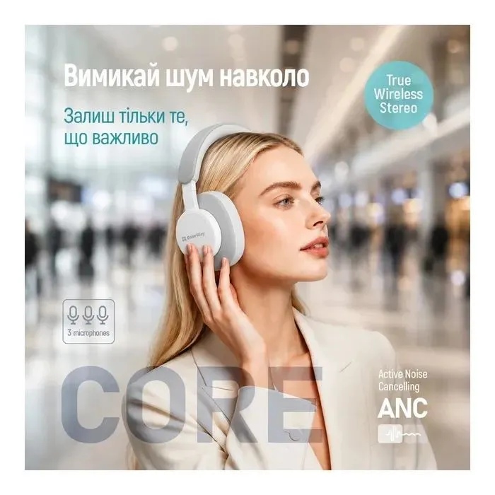 Наушники ColorWay Core ANC White/Gray (CW-HBT03WG) изображение 5