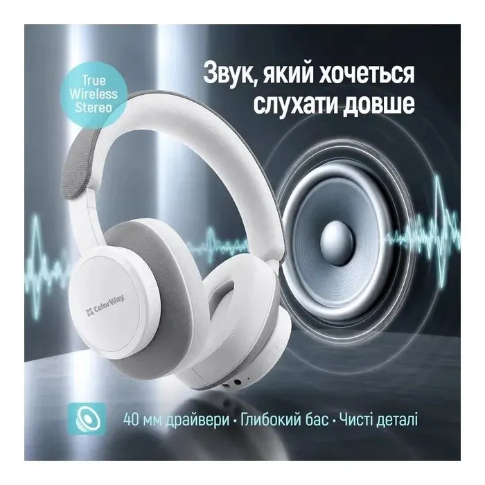 Наушники ColorWay Core ANC White/Gray (CW-HBT03WG) изображение 6