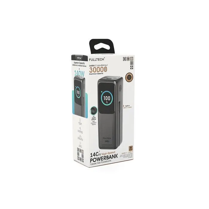 Батарея универсальная FULLTECH 30000mAh, PD/140W, LCD Display (FP34 / 44718) изображение 2