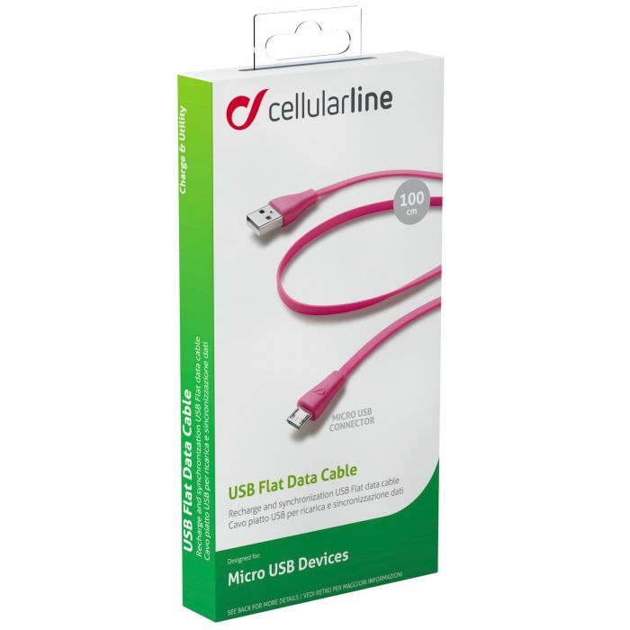 Дата кабель USB 2.0 AM to Micro 5P 1.0m pink Cellularline (USBDATACMICROUSBP) изображение 2