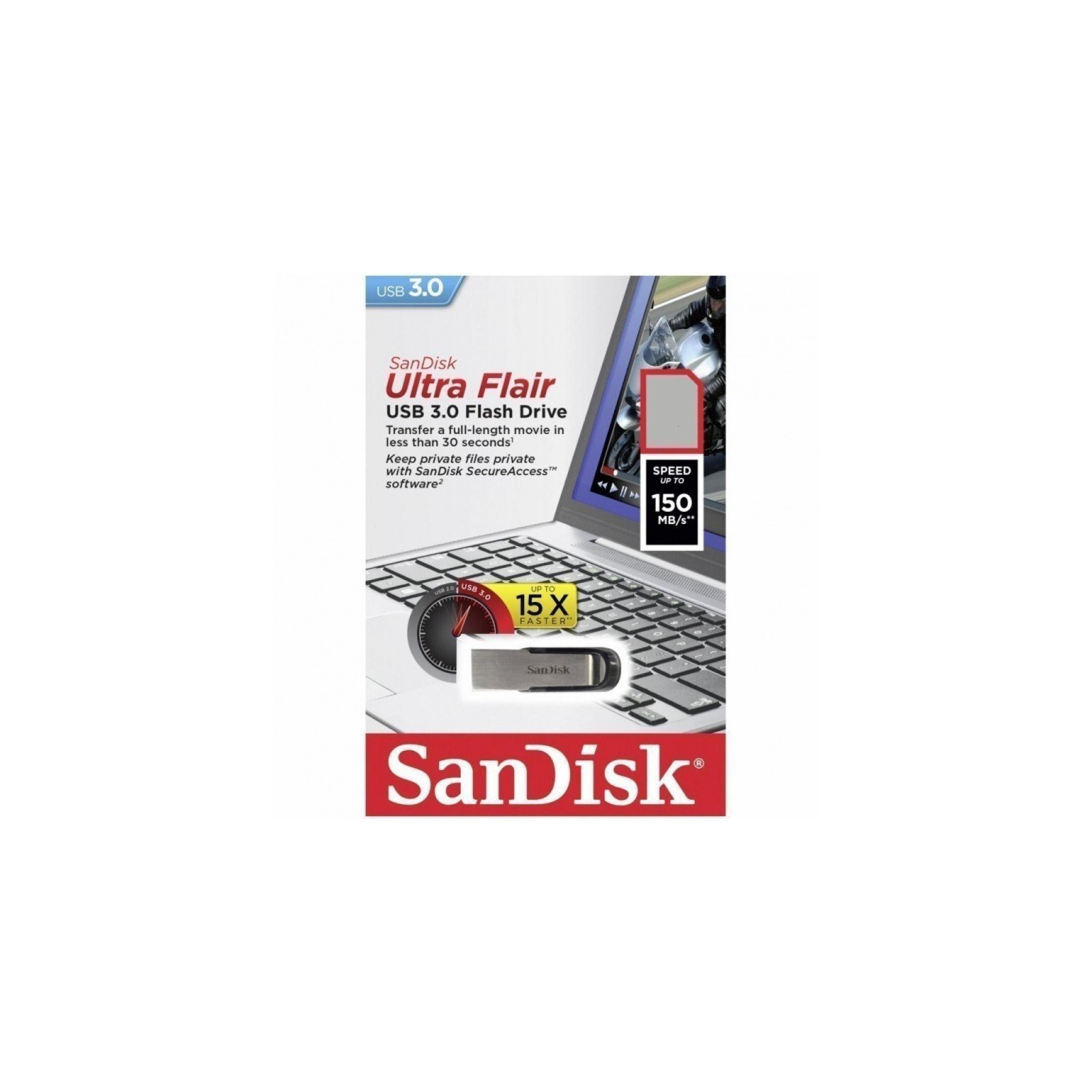 USB флеш накопичувач SanDisk 64GB Ultra Flair Blue USB 3.0 (SDCZ73-064G-G46B) зображення 5