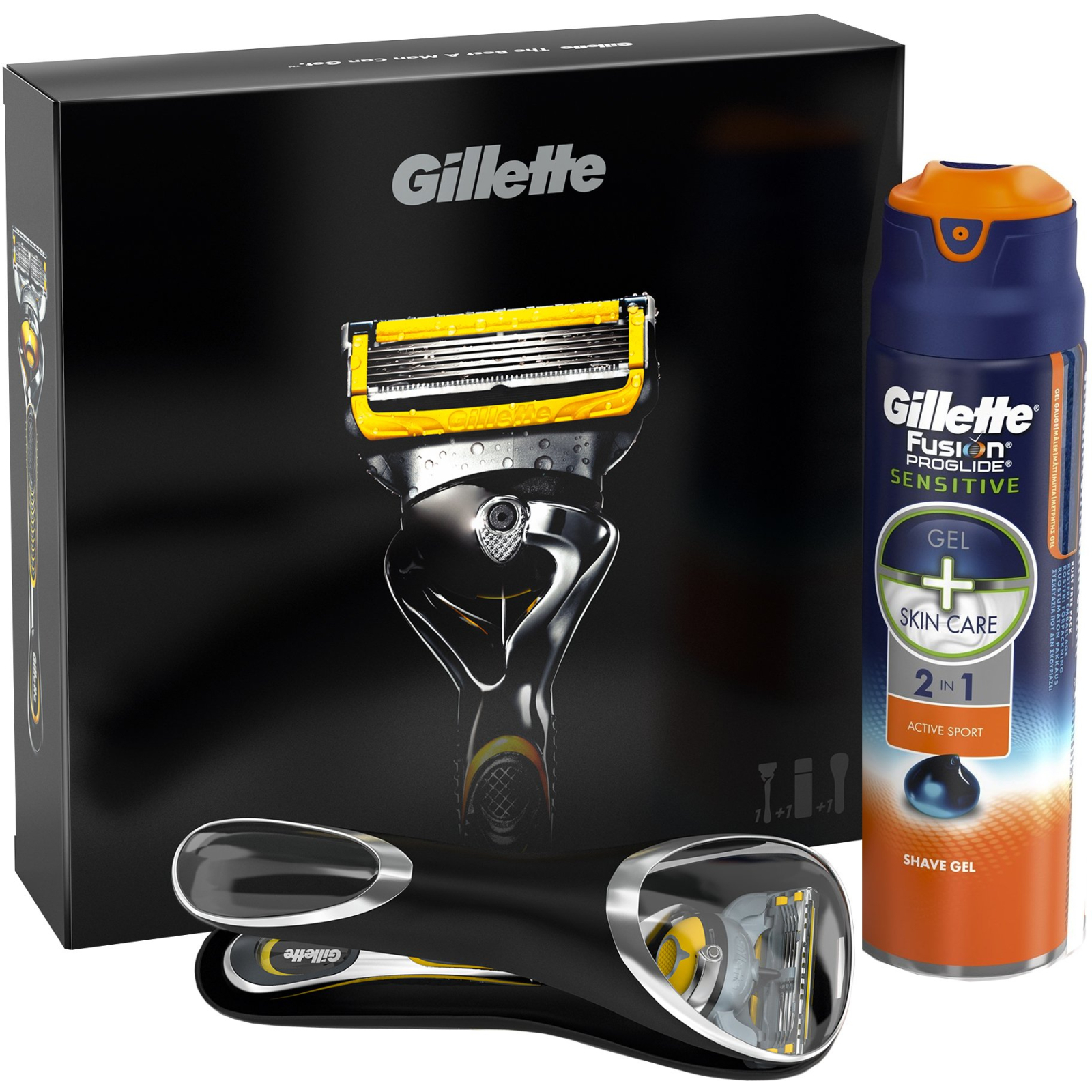 Набор для бритья Gillette Fusion Proshield и гель для бритья Active Sport 170 мл (7702018442379)