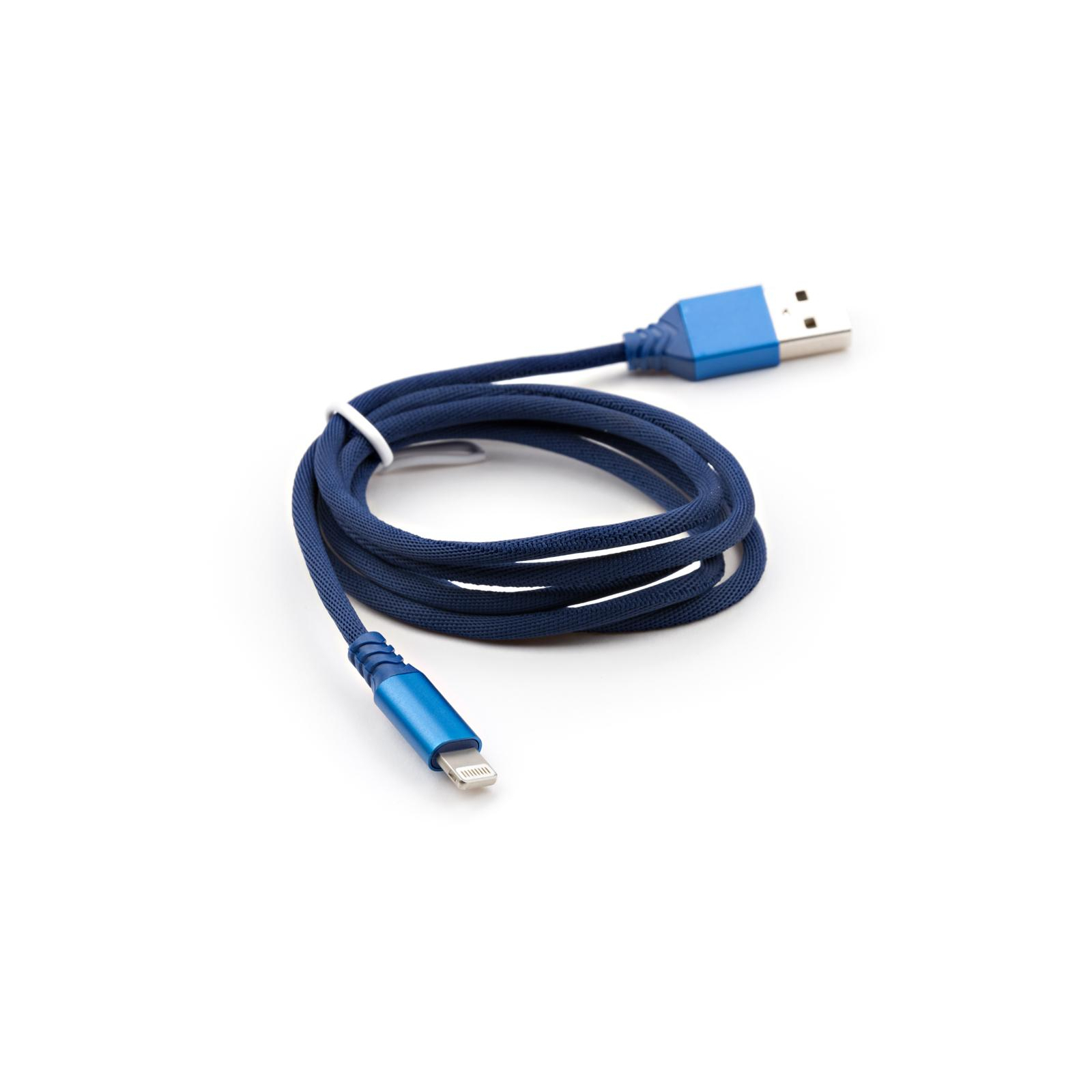 Дата кабель USB 2.0 AM to Lightning nylon 1m blue Vinga (VCPDCLNB21B) зображення 2