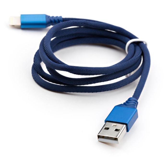 Дата кабель USB 2.0 AM to Lightning nylon 1m blue Vinga (VCPDCLNB21B) изображение 3