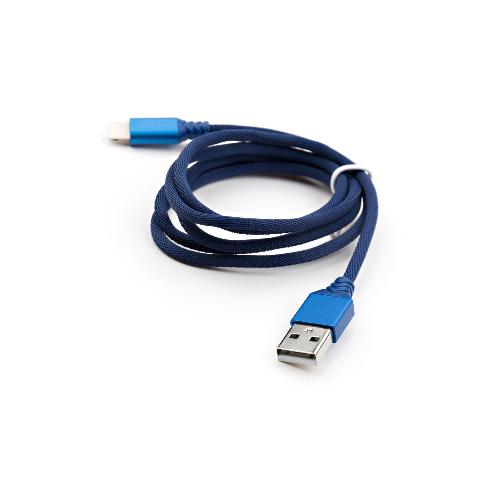 Дата кабель USB 2.0 AM to Lightning nylon 1m blue Vinga (VCPDCLNB21B) зображення 3