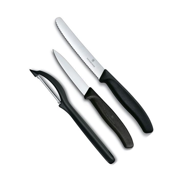 Набор ножей Victorinox SwissClassic из 3 предметов Черный с овощечисткой (6.7113.31)