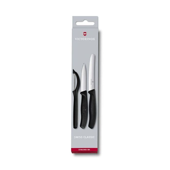 Набор ножей Victorinox SwissClassic из 3 предметов Черный с овощечисткой (6.7113.31) изображение 6