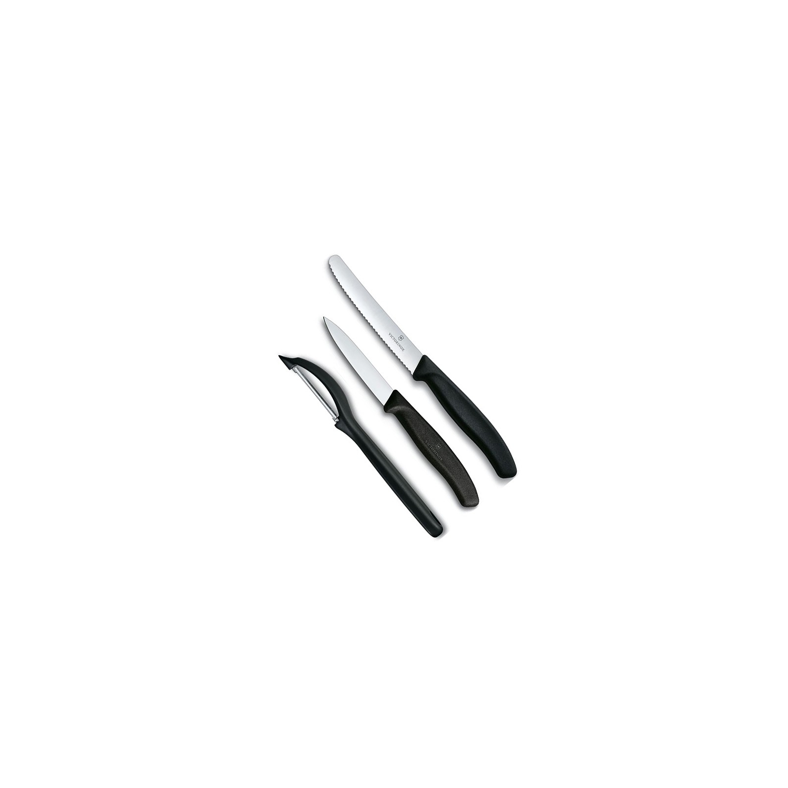 Набір ножів Victorinox SwissClassic из 3 предметов Черный с овощечисткой (6.7113.31)