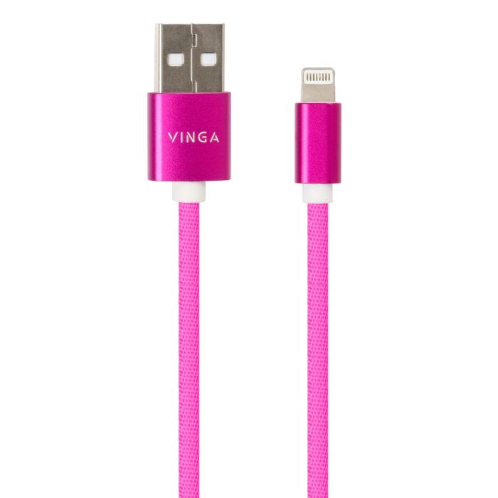 Дата кабель USB 2.0 AM to Lightning 1.0m rainbow nylon Vinga (VCPDCLCOLNB1RS) зображення 3