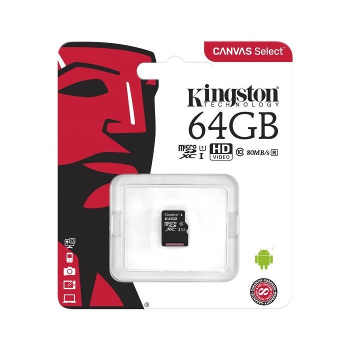 Карта памяти Kingston 64GB microSDXC Class 10 Canvas Select Plus 100R A1 (SDCS2/64GBSP) изображение 3