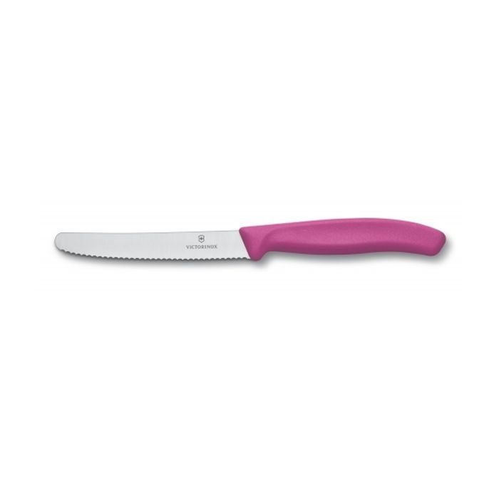 Кухонний ніж Victorinox SwissClassic для овощей 11 см, волнистое лезвие, Pink (6.7836.L115)