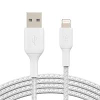 Photos - Cable (video, audio, USB) Belkin Дата кабель USB 2.0 AM to Lightning 2.0m BRAIDED white  (CAA002BT2MW 