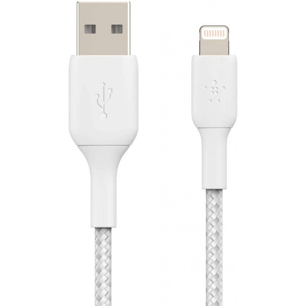 Дата кабель USB 2.0 AM to Lightning 2.0m BRAIDED white Belkin (CAA002BT2MWH) изображение 2
