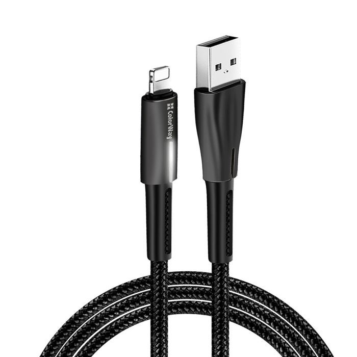 Дата кабель USB 2.0 AM to Lightning 1.0m zinc alloy + led black ColorWay (CW-CBUL035-BK) зображення 2