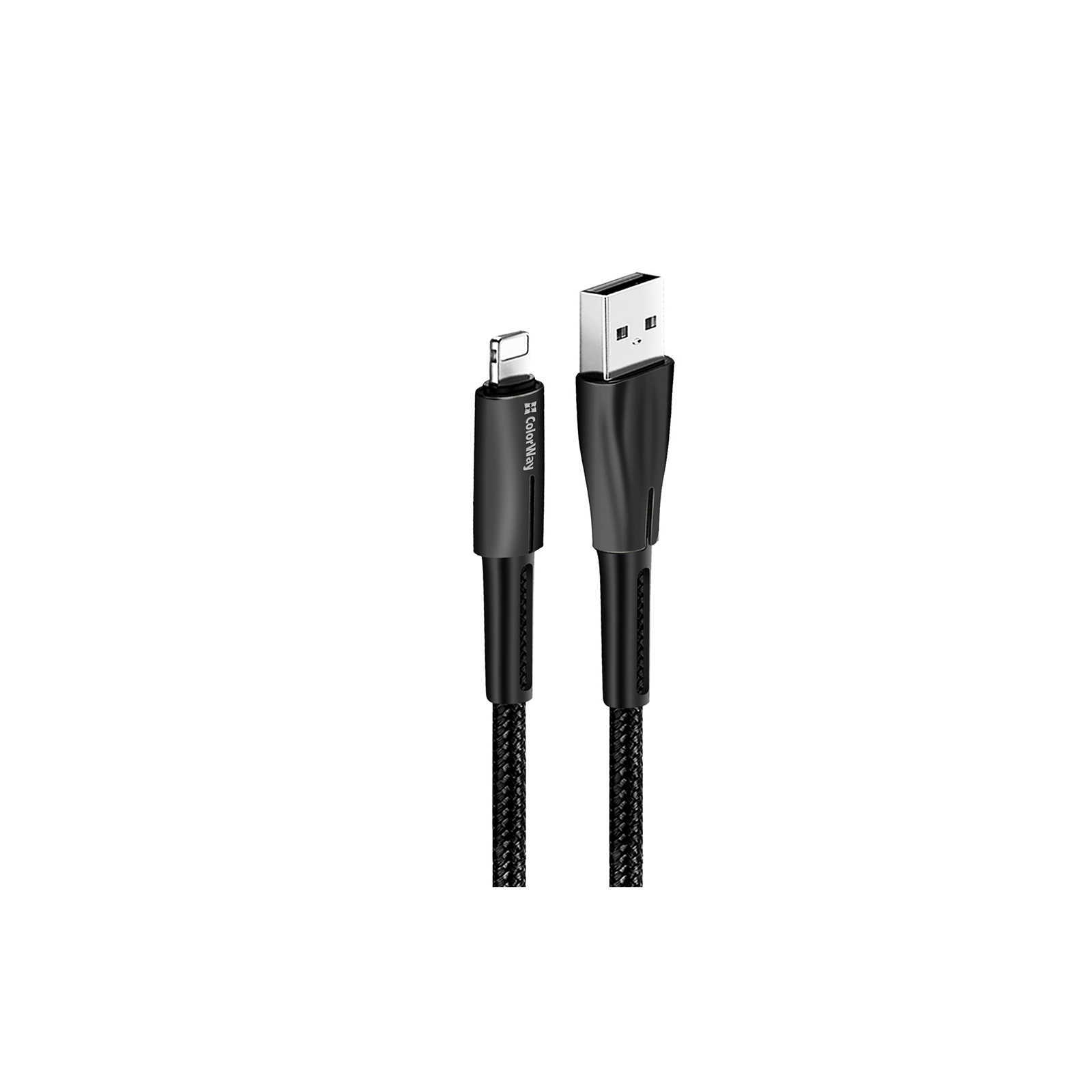 Дата кабель USB 2.0 AM to Lightning 1.0m zinc alloy + led black ColorWay (CW-CBUL035-BK) изображение 3