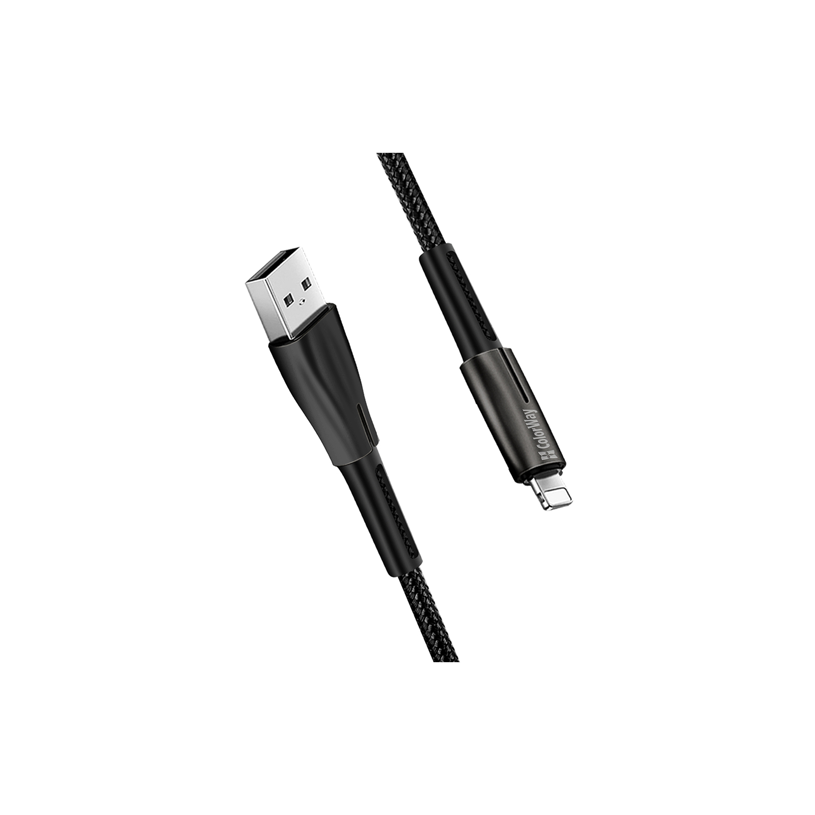 Дата кабель USB 2.0 AM to Lightning 1.0m zinc alloy + led black ColorWay (CW-CBUL035-BK) изображение 5
