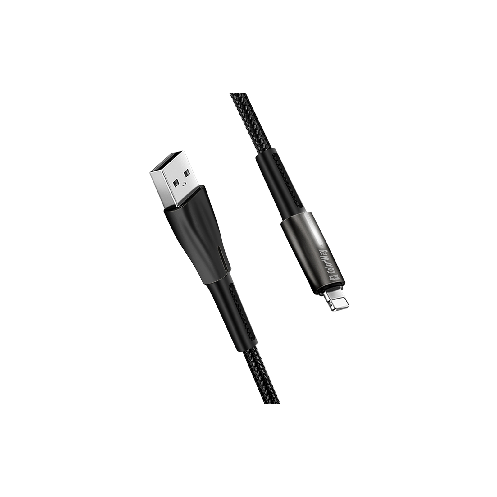 Дата кабель USB 2.0 AM to Lightning 1.0m zinc alloy + led black ColorWay (CW-CBUL035-BK) изображение 6