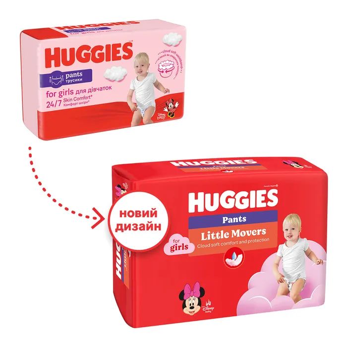 Подгузники Huggies Little Movers Pants 6 (15-25 кг) для дівчаток 88 шт (5029054568217) изображение 2